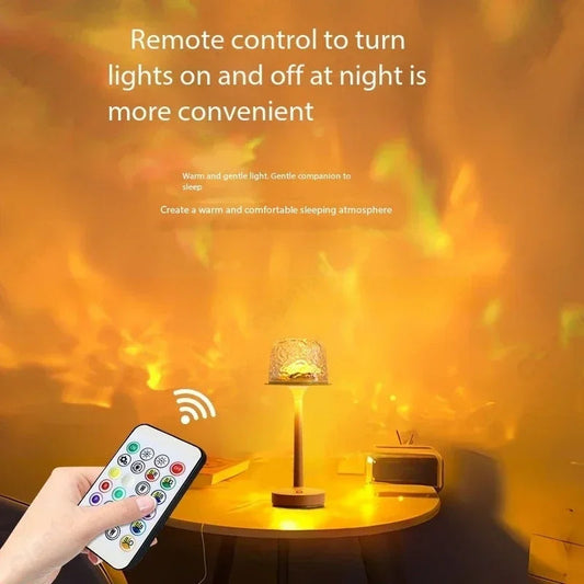 Pilz-Tischlampe mit Wasserwellenprojektion