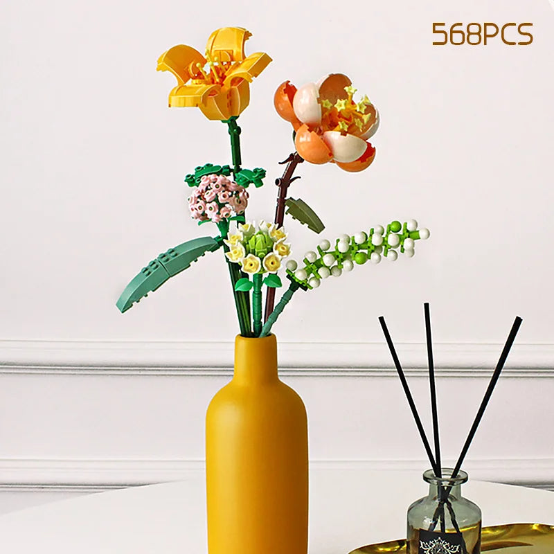 Romantischer Rosenblumen-Blöcke-Blumenstrauß