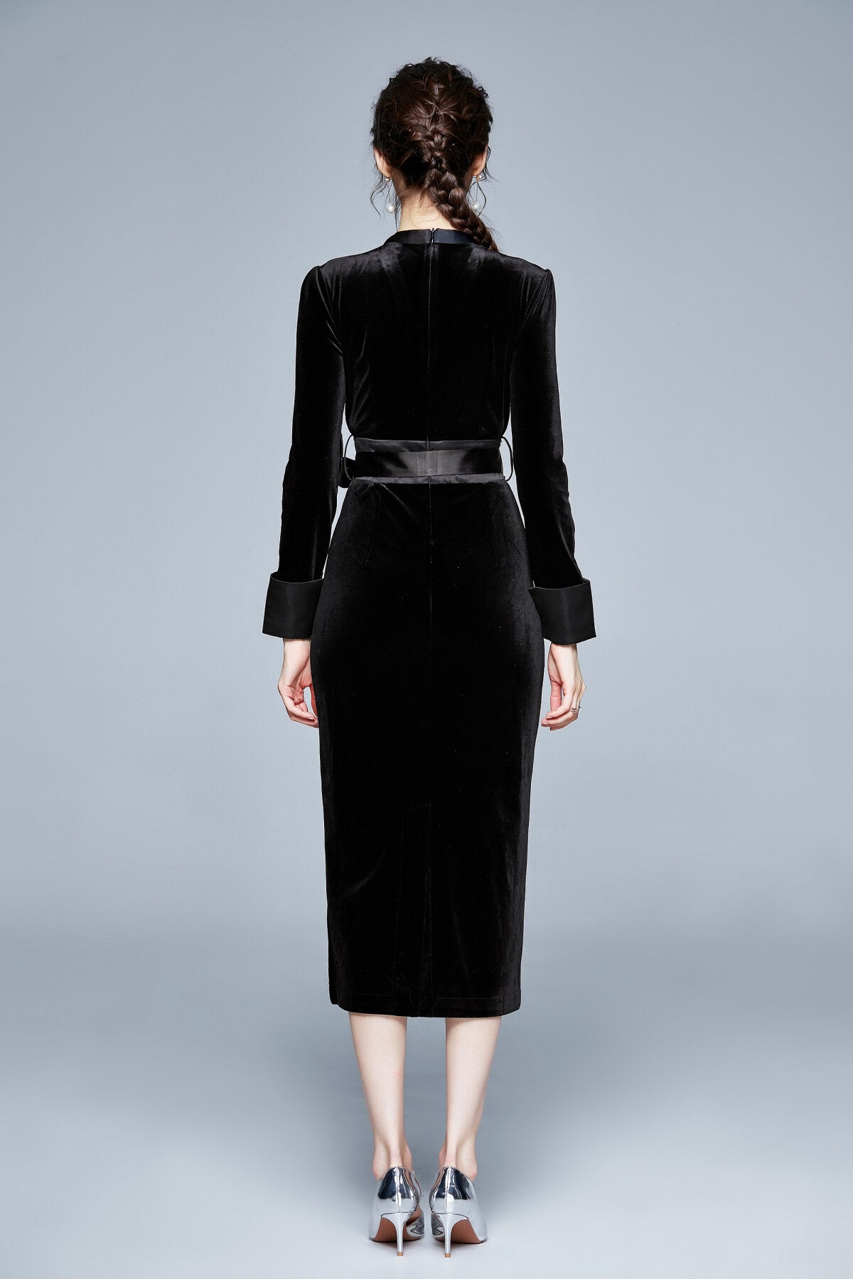 Black Velvet Kimono Dress-3