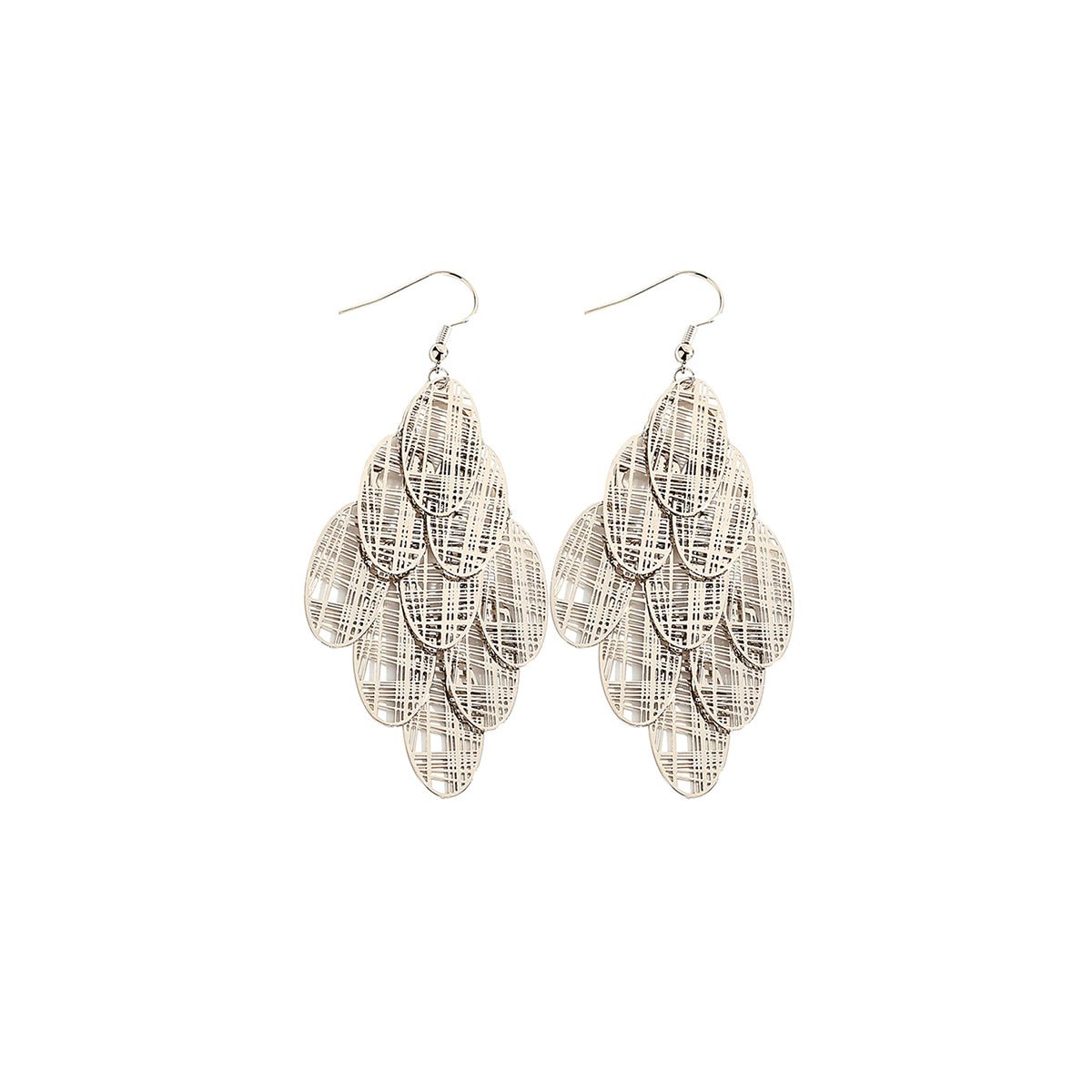 Chips Silver Tassle Earrings-0