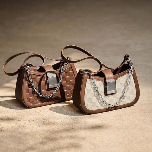 Christina Woven Leather Chained Shoulder Bag-1