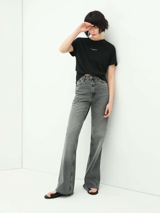 Minimalist Letter Print Crew Neck Short-Sleeve Tee-1