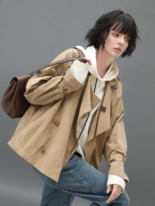 Short Khaki Trench Coat-1