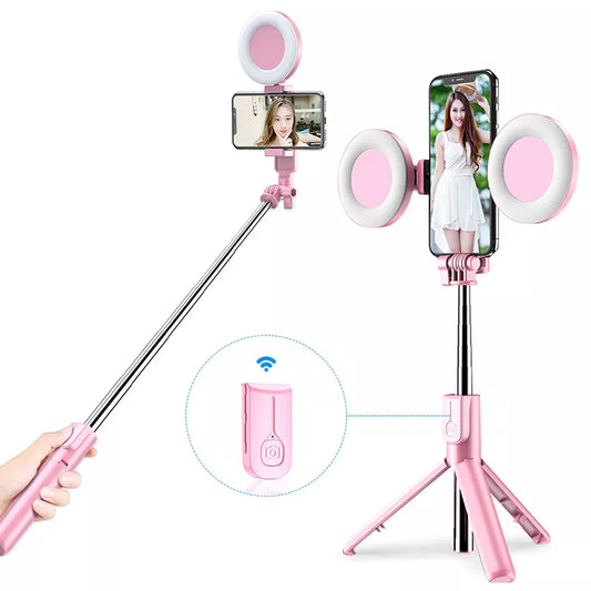 Tragbarer Selfie-Stick mit Stativ und Licht