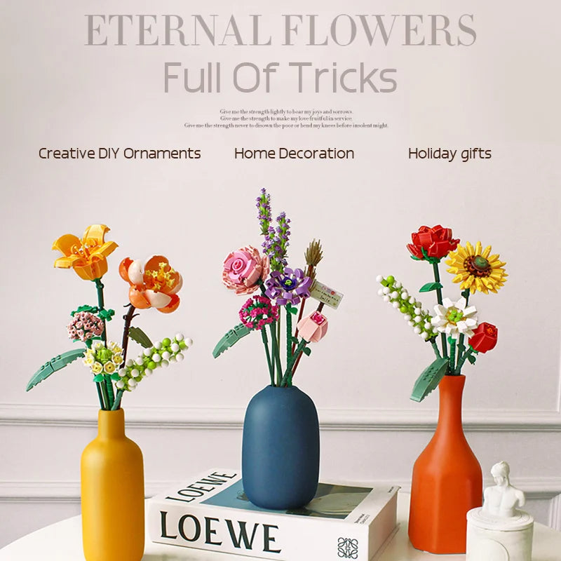 Romantischer Rosenblumen-Blöcke-Blumenstrauß