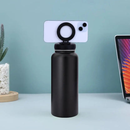Isolierte Wasserflasche mit Telefonhalterung