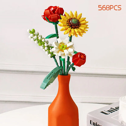 Romantischer Rosenblumen-Blöcke-Blumenstrauß