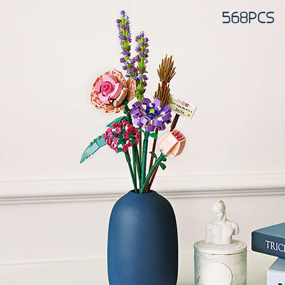 Romantischer Rosenblumen-Blöcke-Blumenstrauß