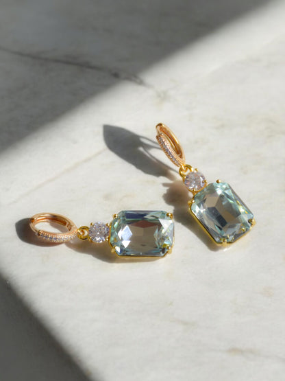 Green crystal earrings