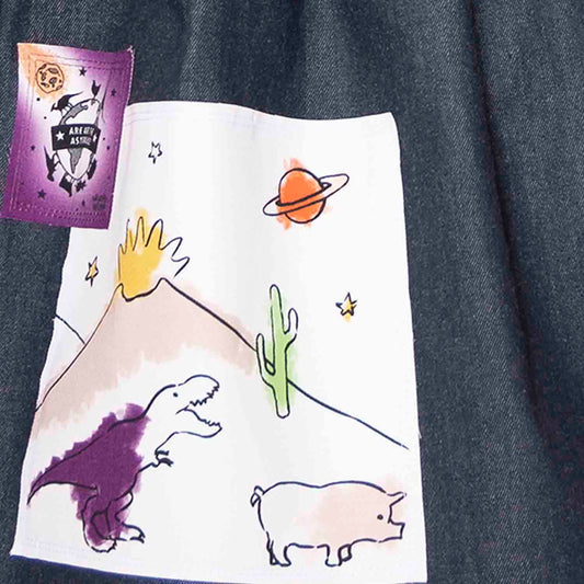 Blauer Jeansrock mit Applikation