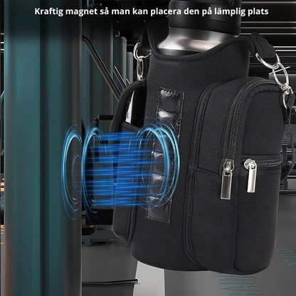 Magnetisk vattenflaskväska – träningsväska med fickor & axelrem