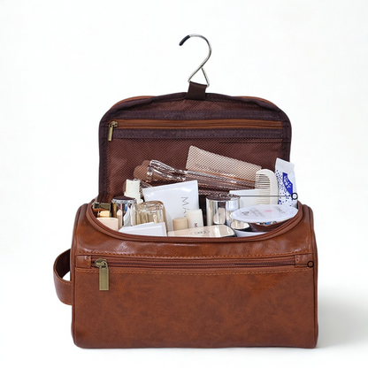 Necessär i Läderlook med Hängkrok – Rymlig & Vattentålig (Unisex)