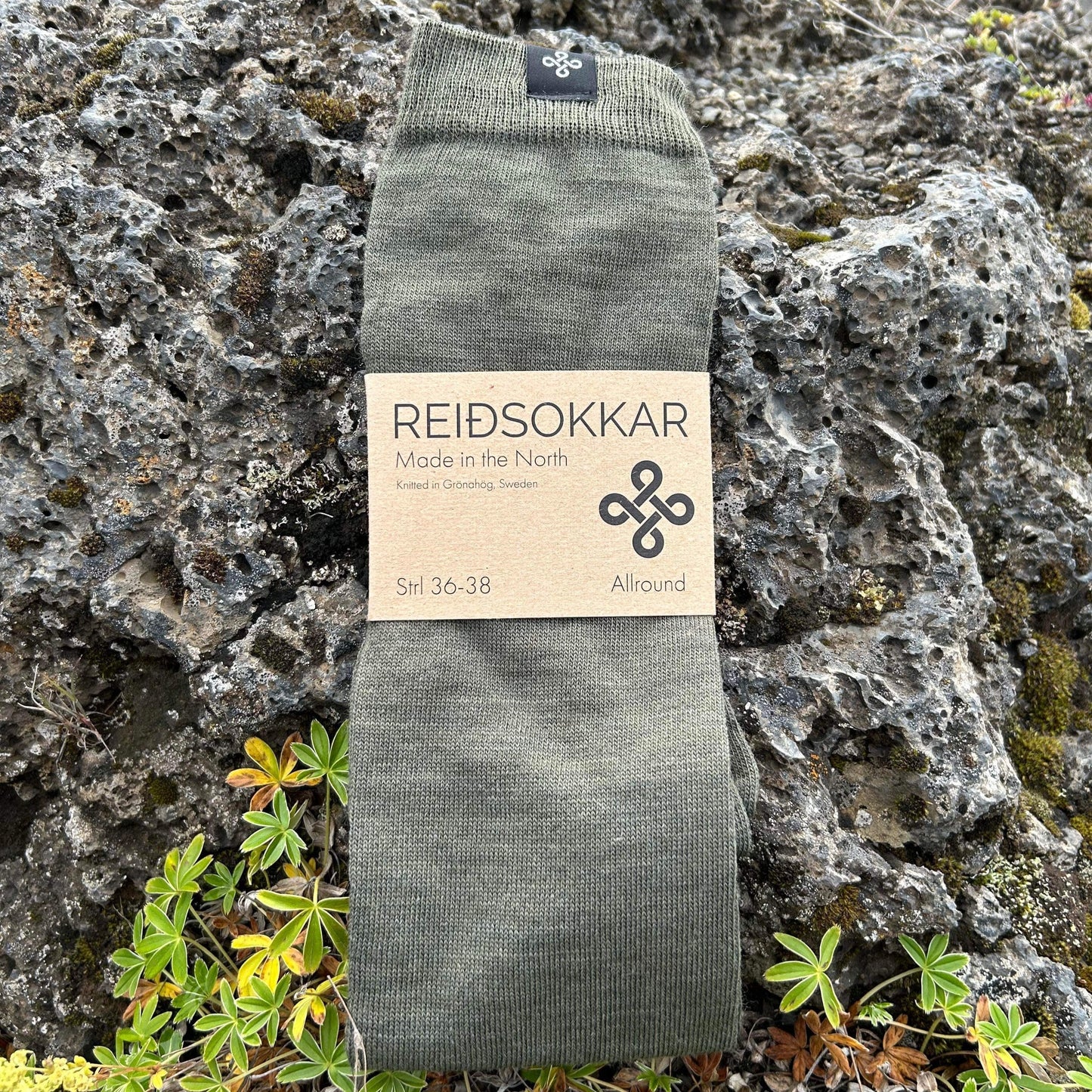 Ridstrumpa Allround Skogsgrön 75% Merinoull