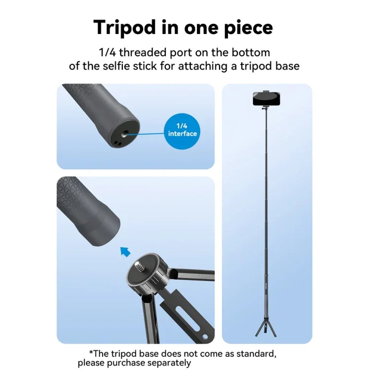 TELESIN 3M Kolfiber Selfie Stick Monopod med 1/4"-Gänga