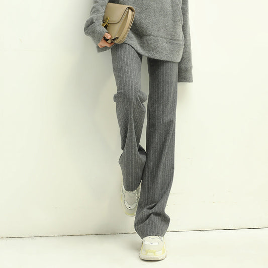All-Around Warm Striped Grey Wool Pants-0