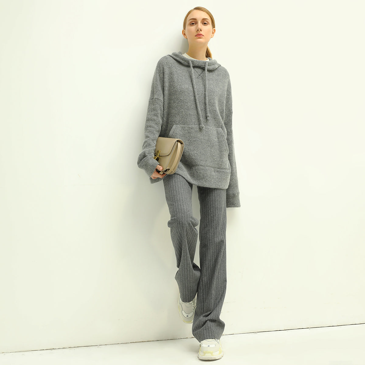 All-Around Warm Striped Grey Wool Pants-1