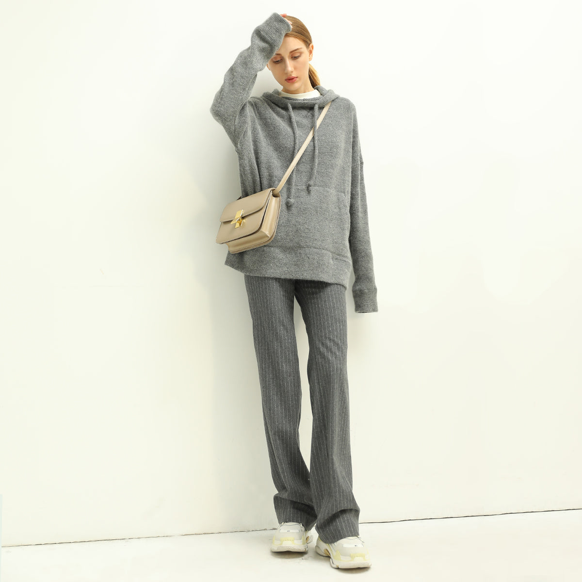 All-Around Warm Striped Grey Wool Pants-3