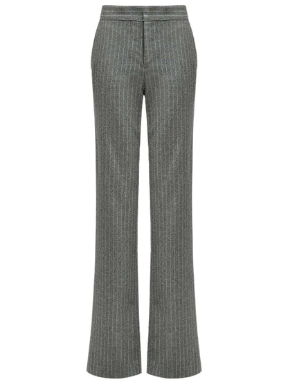 All-Around Warm Striped Grey Wool Pants-4