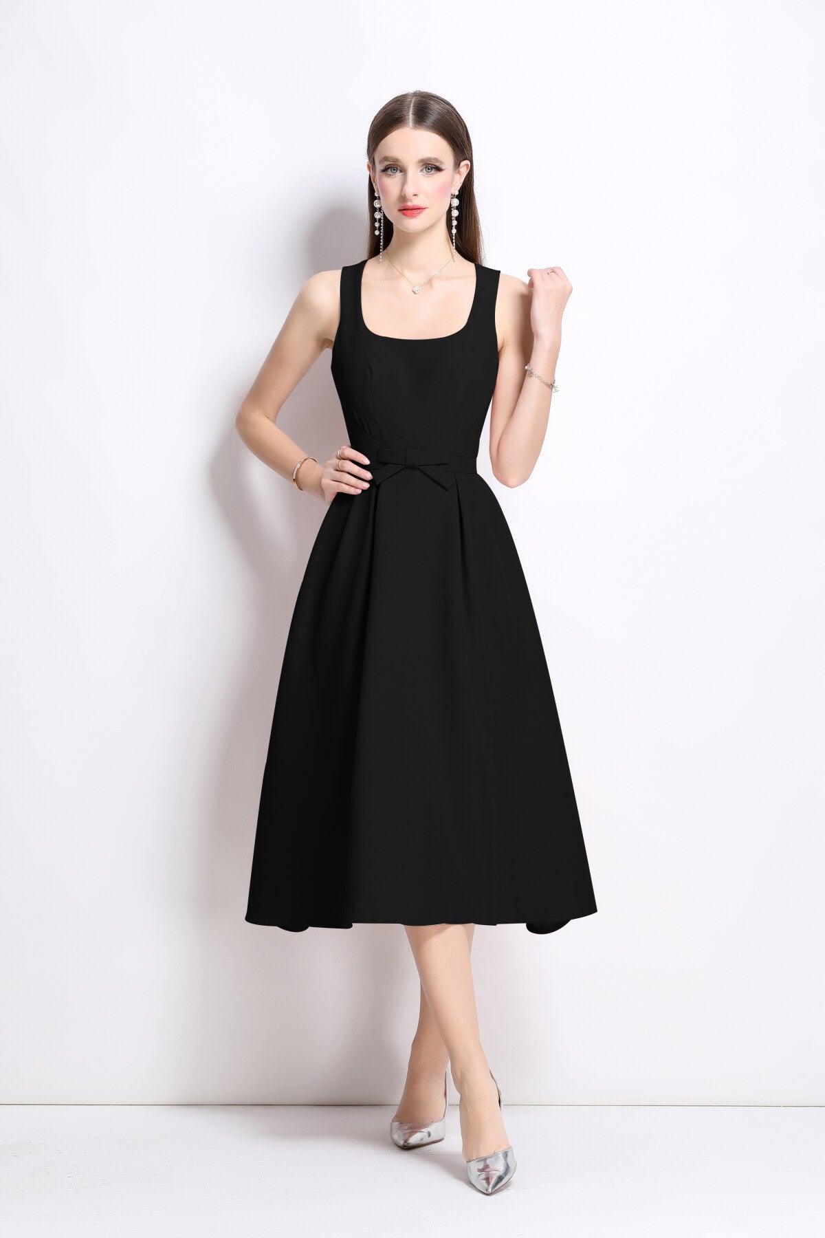 American Classic Slim Fit Waist Cinching Midi Dress-0
