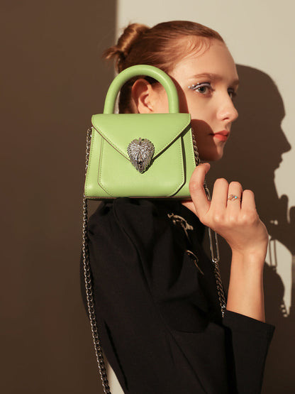 Avant Garde Silver Chain Strap Leather Satchel-4