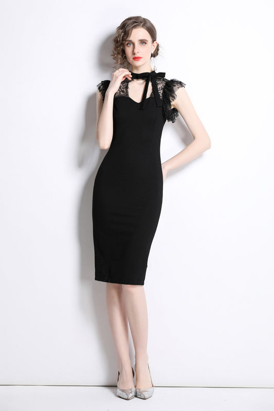 Black Lace Bodycon Sexy Roman Dress-0