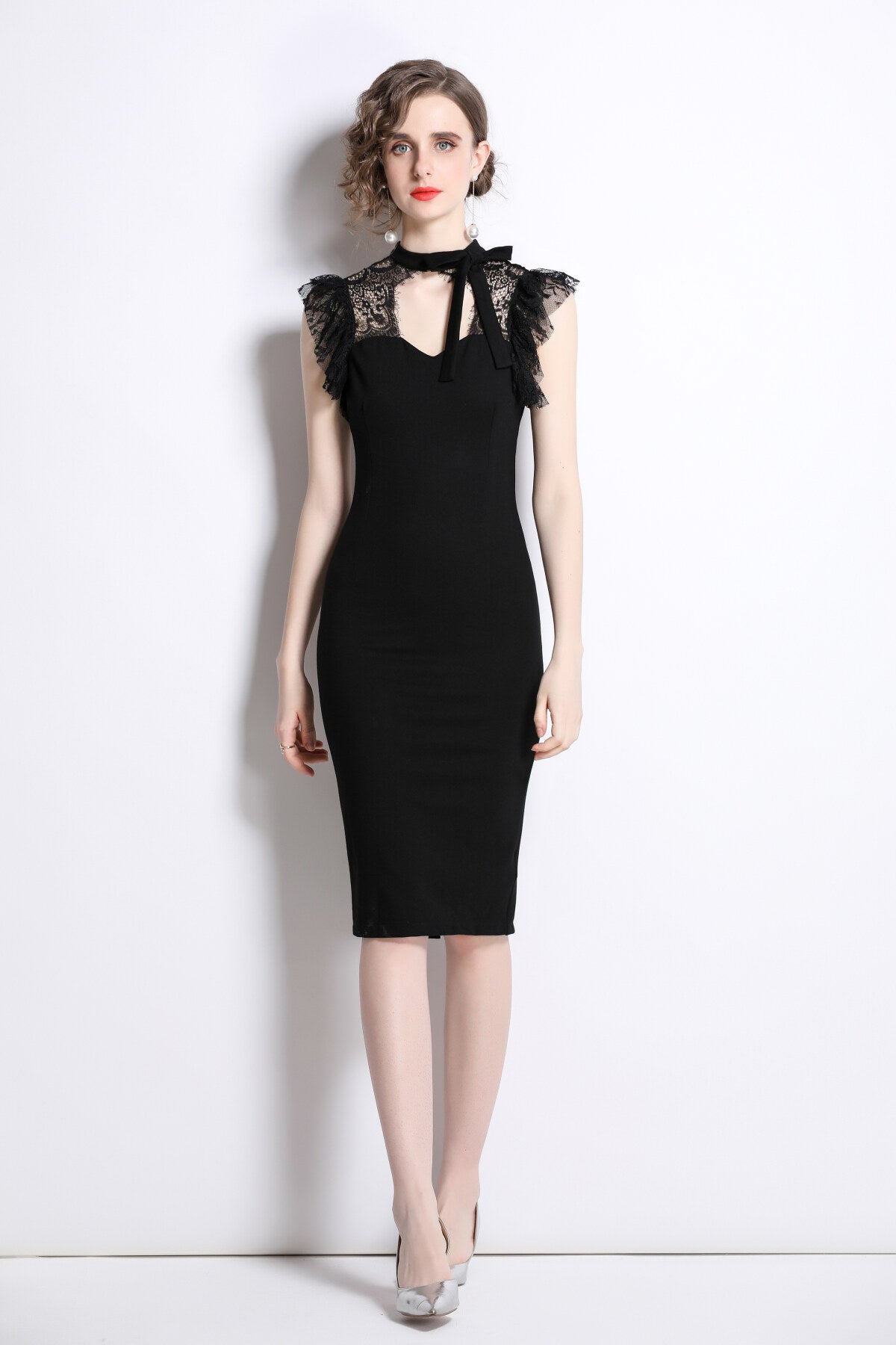 Black Lace Bodycon Sexy Roman Dress-1