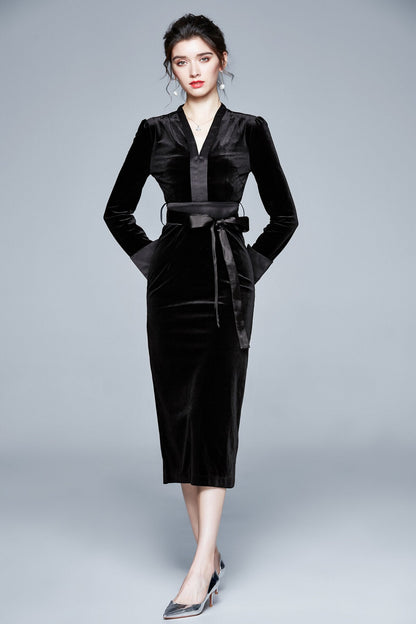 Black Velvet Kimono Dress-1