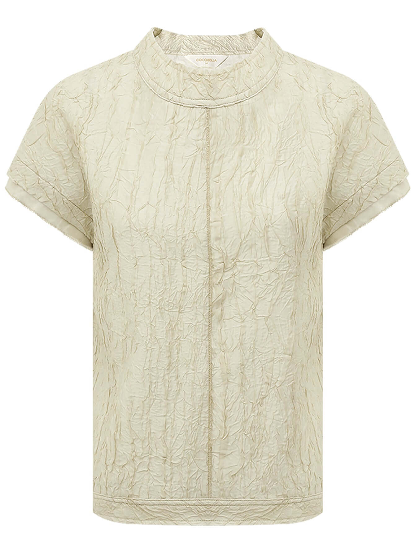 Champagne Satin Tee with Crumpled Texture-3