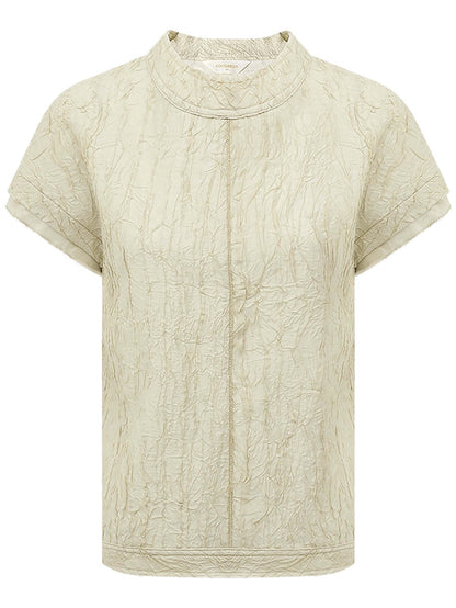 Champagne Satin Tee with Crumpled Texture-3
