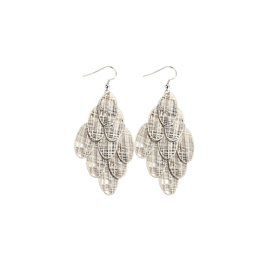 Chips Silver Tassle Earrings-0