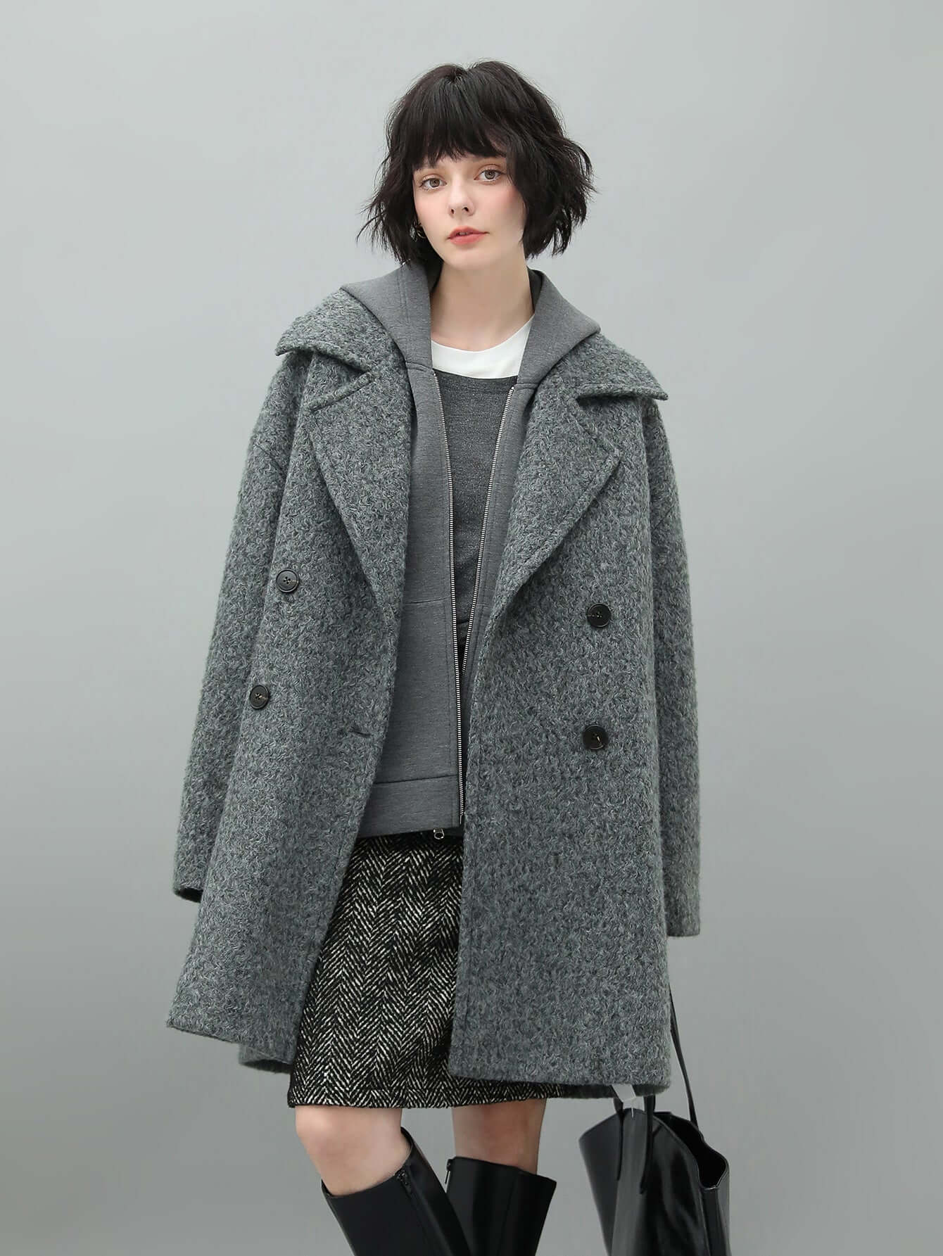 Classic Double-Breasted Napoleonic Grey Trench Coat-0