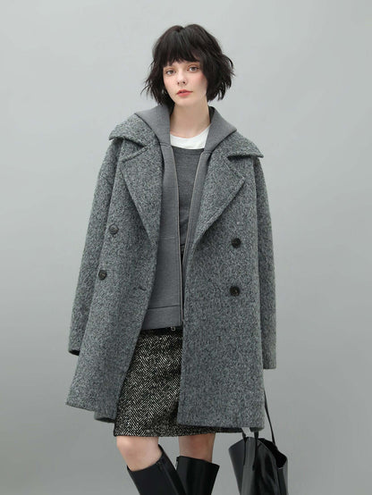 Classic Double-Breasted Napoleonic Grey Trench Coat-0