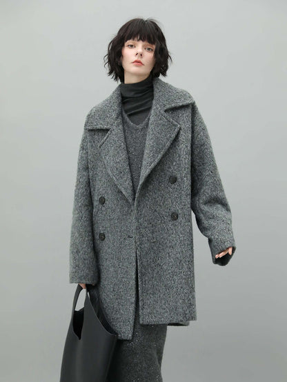 Classic Double-Breasted Napoleonic Grey Trench Coat-1