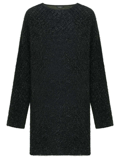 Classic Glittery Black Straight Knit Dress-3