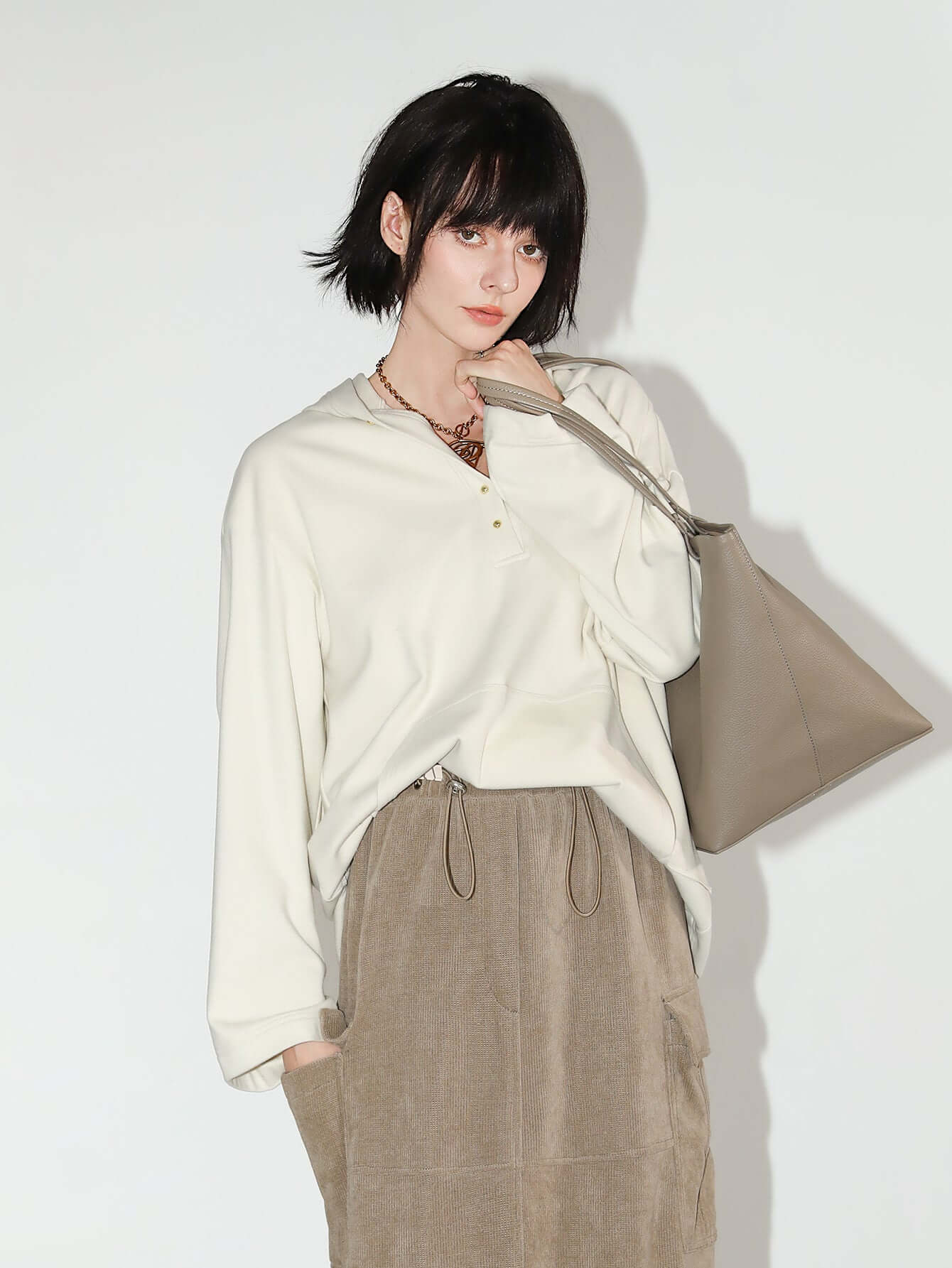 Classic Hooded Sweater with Gold Buttons-2