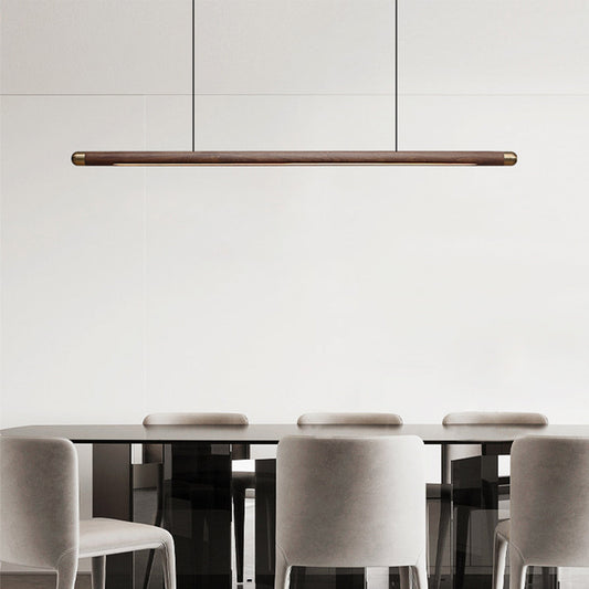 Contemporary Solid Wood and Brass Pendant Light-0