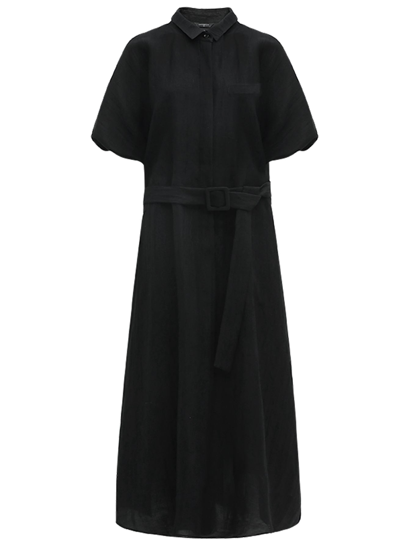 Corporate Puff Sleeved Belted Shirt Dress-4