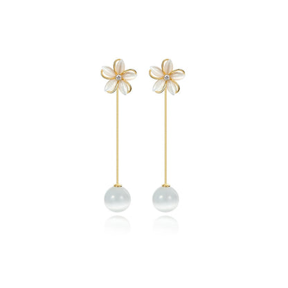 Crystal Clear Flowers Gold Earrings-0