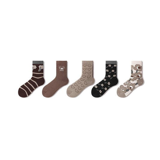Cute Me All-season Women 5pcs Crew Socks Set-0
