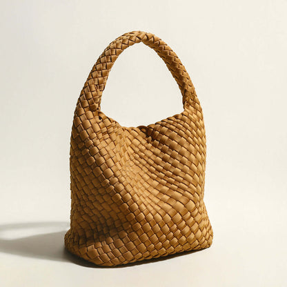 Earthy Medium Woven Top Handle Bag-2
