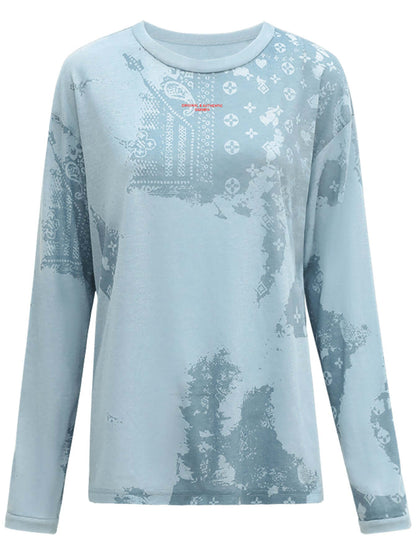Edgy Printed Blue Long-sleeve Tee-3