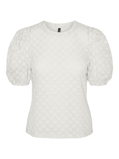 FLOWER SS PUFF SLEEVE TOP