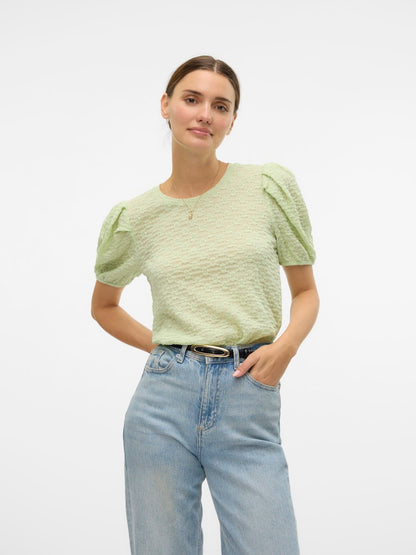 FLOWER SS PUFF SLEEVE TOP