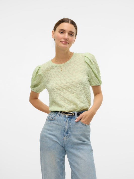 FLOWER SS PUFF SLEEVE TOP