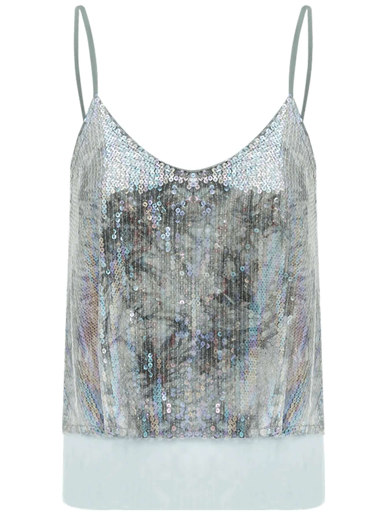 Green Tie-dye Sequined Top-3