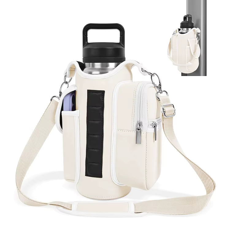 Magnetisk vattenflaskväska – träningsväska med fickor & axelrem