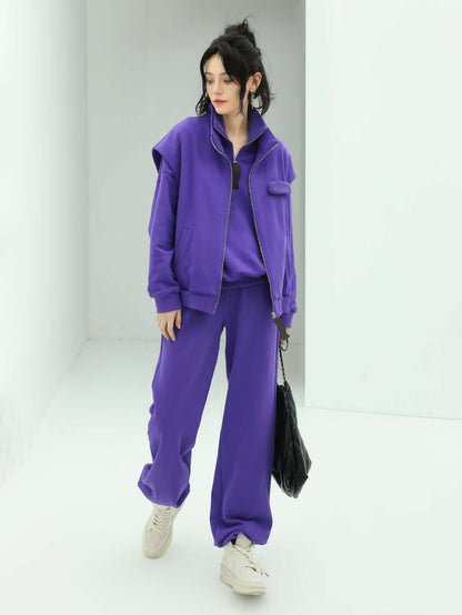 Half-Zip Drop Shoulder Purple Sweater-2