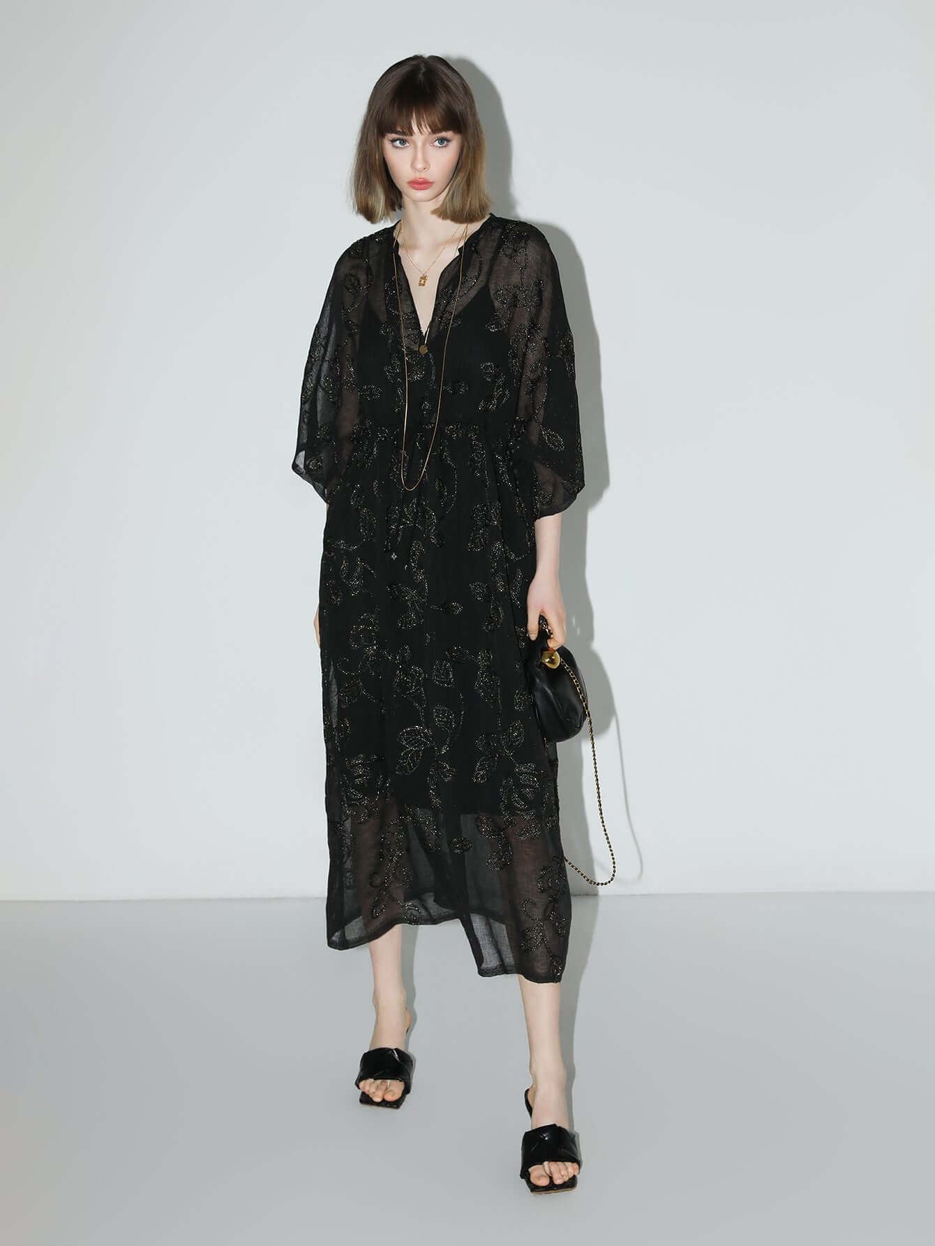 Intricate Glitter Embroidered Two-Piece Dress-0