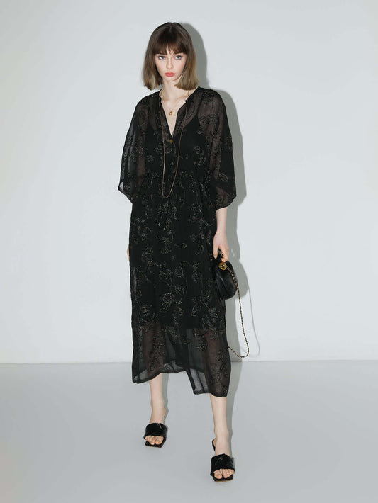 Intricate Glitter Embroidered Two-Piece Dress-0