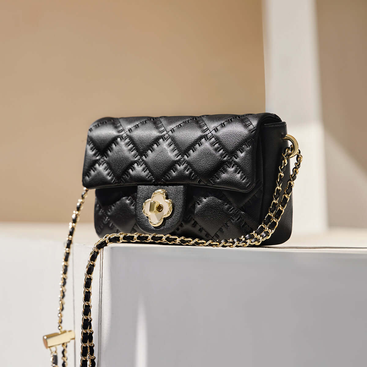 Karina Black Quilted Shoulder Bag-2